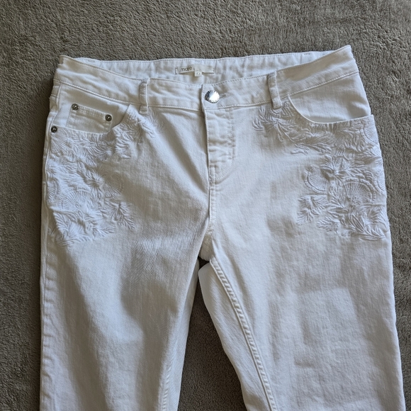 Maje embroidered cropped white jeans size 40 - Picture 4 of 14